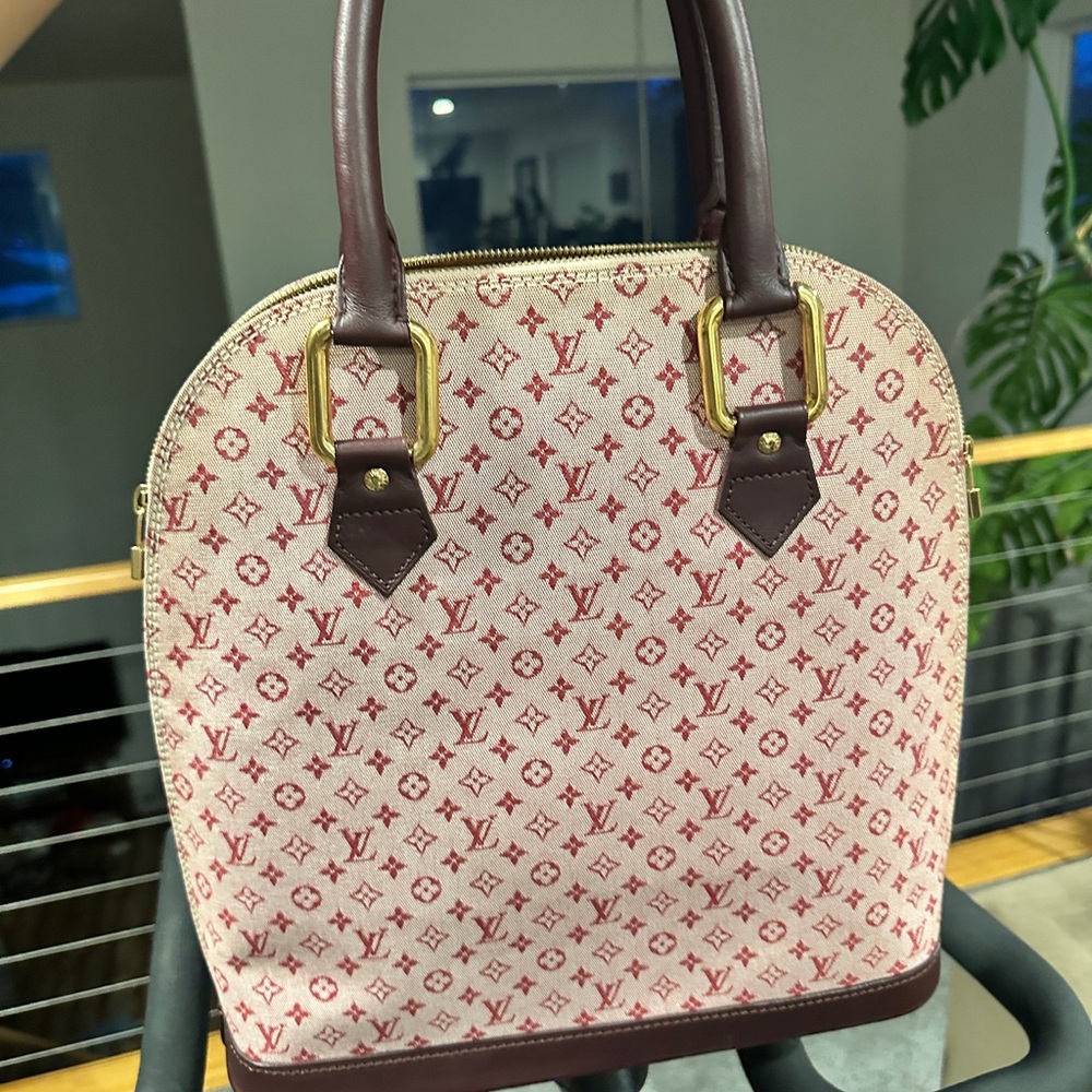 Louis Vuitton Red and Brown Satchel with Signature Pattern Alma - Picture 7 of 13